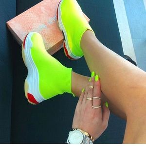 Lime green sock shoes